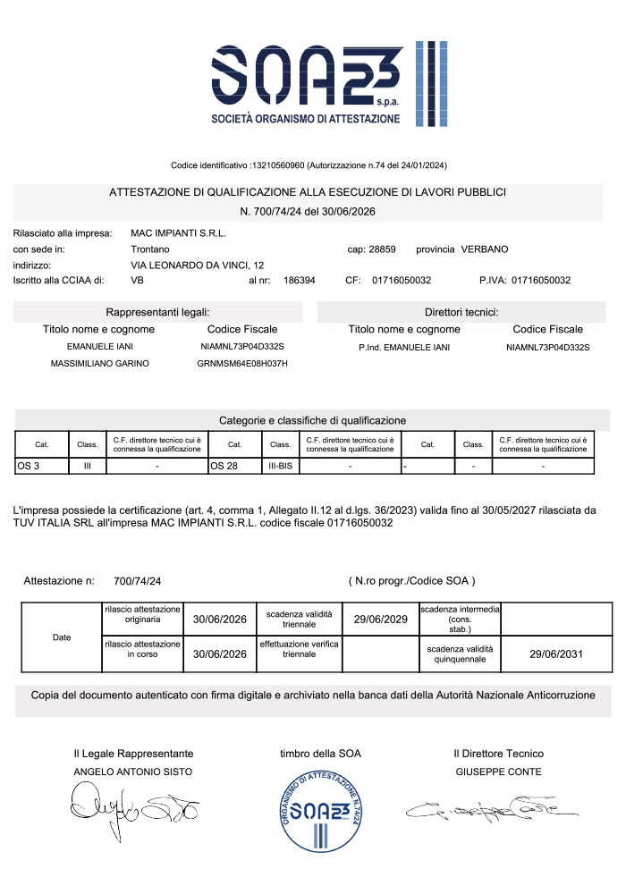 Attestato SOA